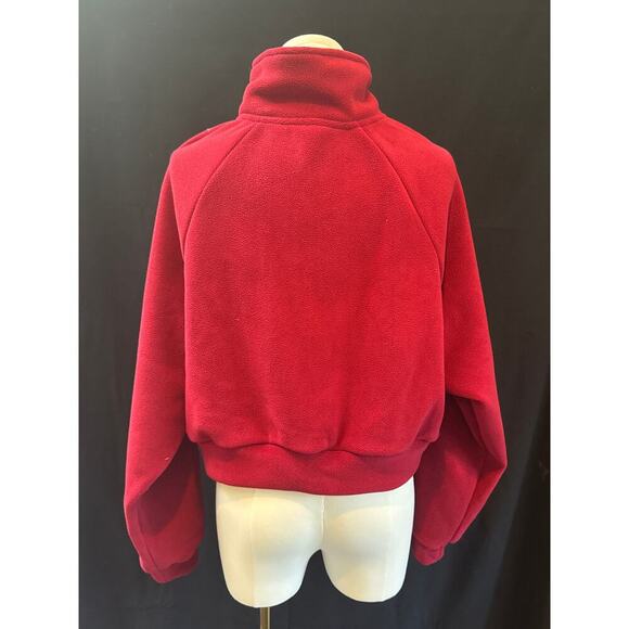 Red Fleece Zip-Up Jacket For Women Size L Polyester Cotton Blend Machine Washabl - Picture 3 of 4